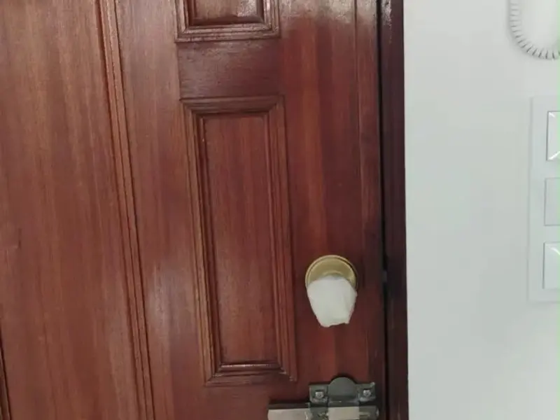 Doble cierre en puerta de madera